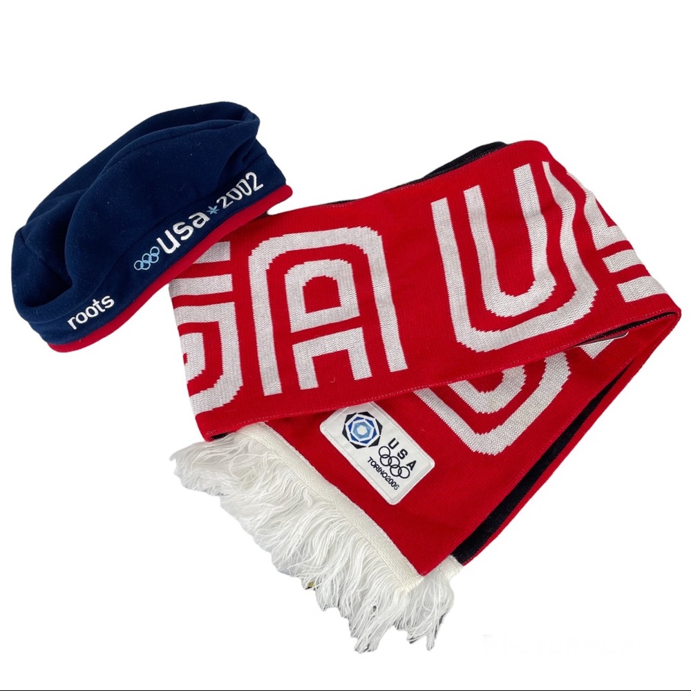 NWT Roots 2006 USA Scarf / 2002 Hat Olympics